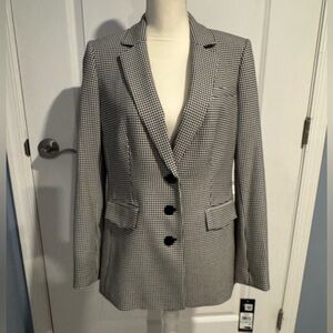 Karl Lagerfeld Black and White Houndstooth Blazer
